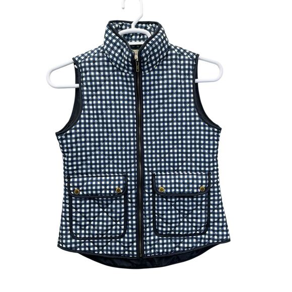 Cambridge Dry Goods Jackets & Blazers - Cambridge Dry Goods Gingham Quilted Vest Navy White Preppy Classic Sz Small